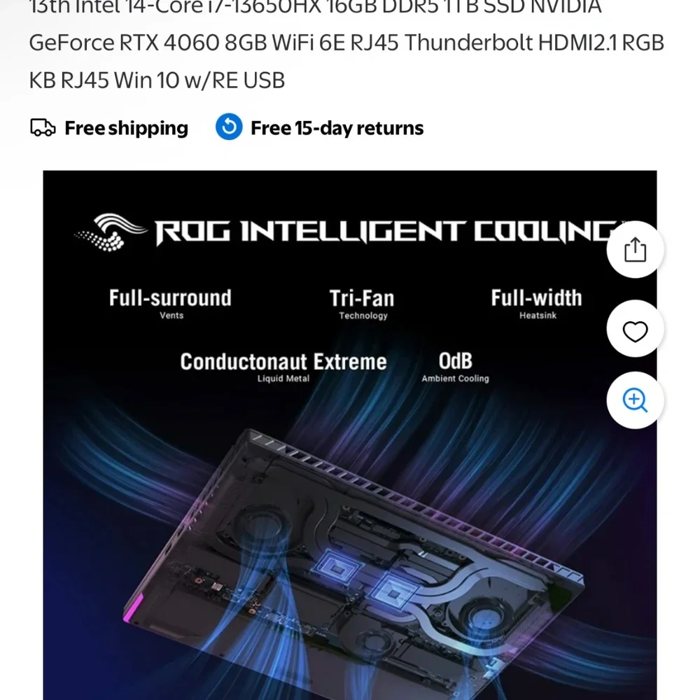 ROG Strix G16 G614 Intel Core i7 13th Gen., 16GB RAM, 1TB SSD, NVIDIA GeForce RT